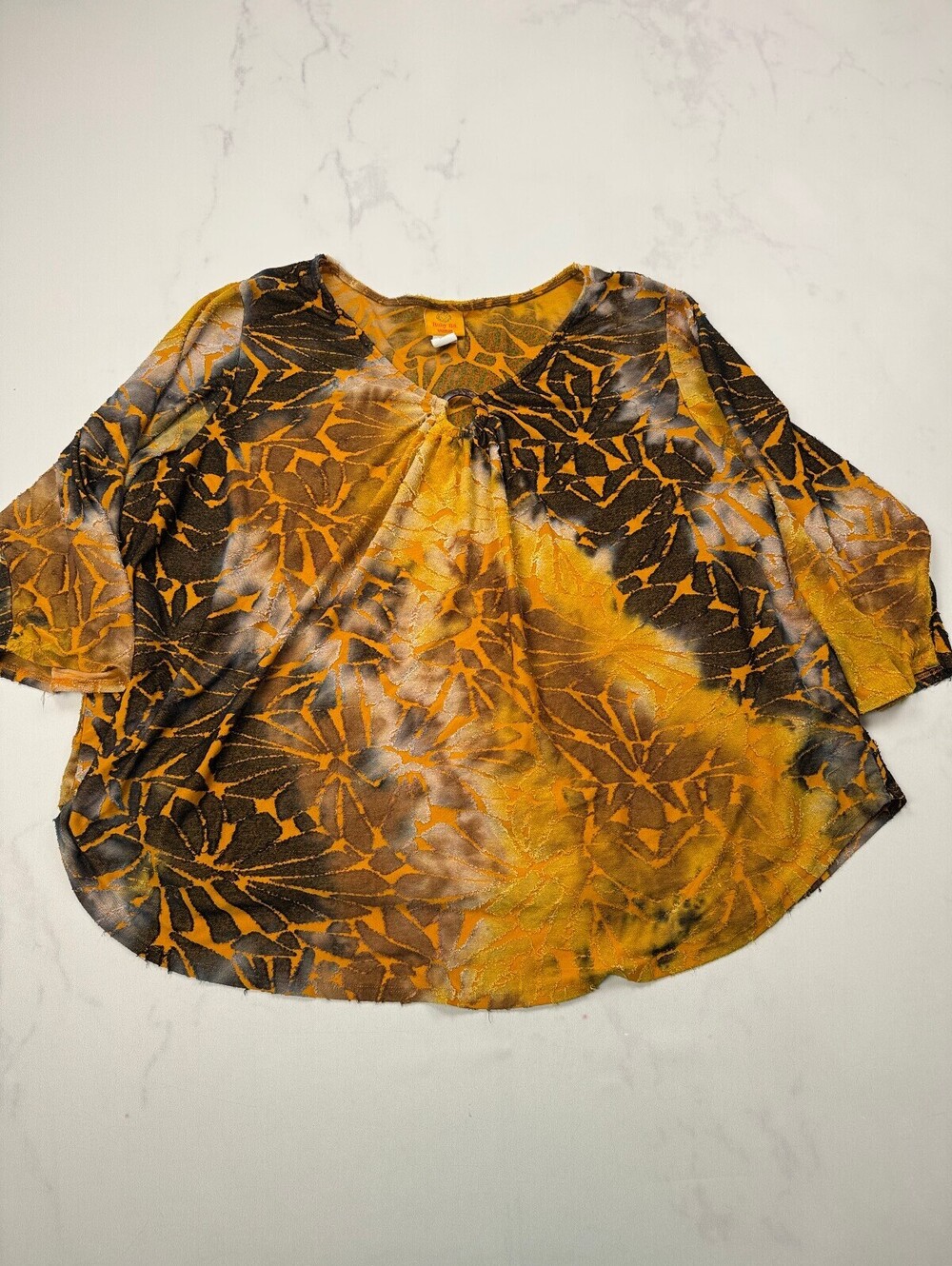 Ruby Rd. Printed Blouse Amber 70s Retro - Womens 3X